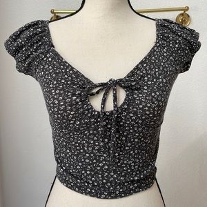 Papermoon Gray Floral Crop Top